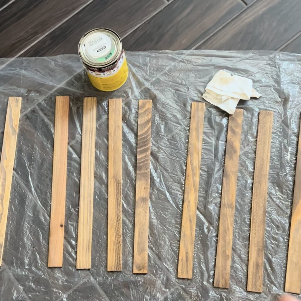 stained pine lattice strips
