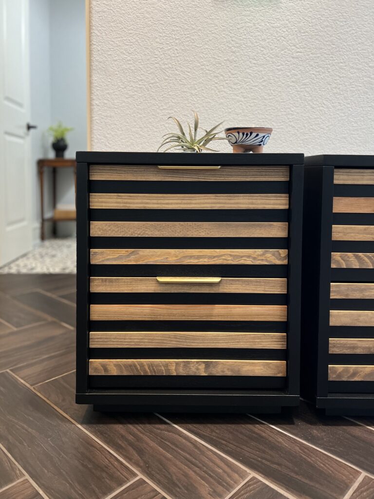 nightstand makeover with slats