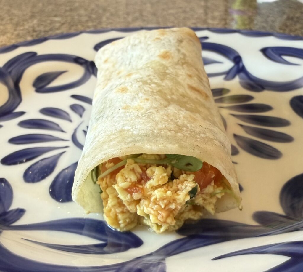Vegan breakfast burrito, plant-based breakfast, mexican breakfast option, meatless breakfast